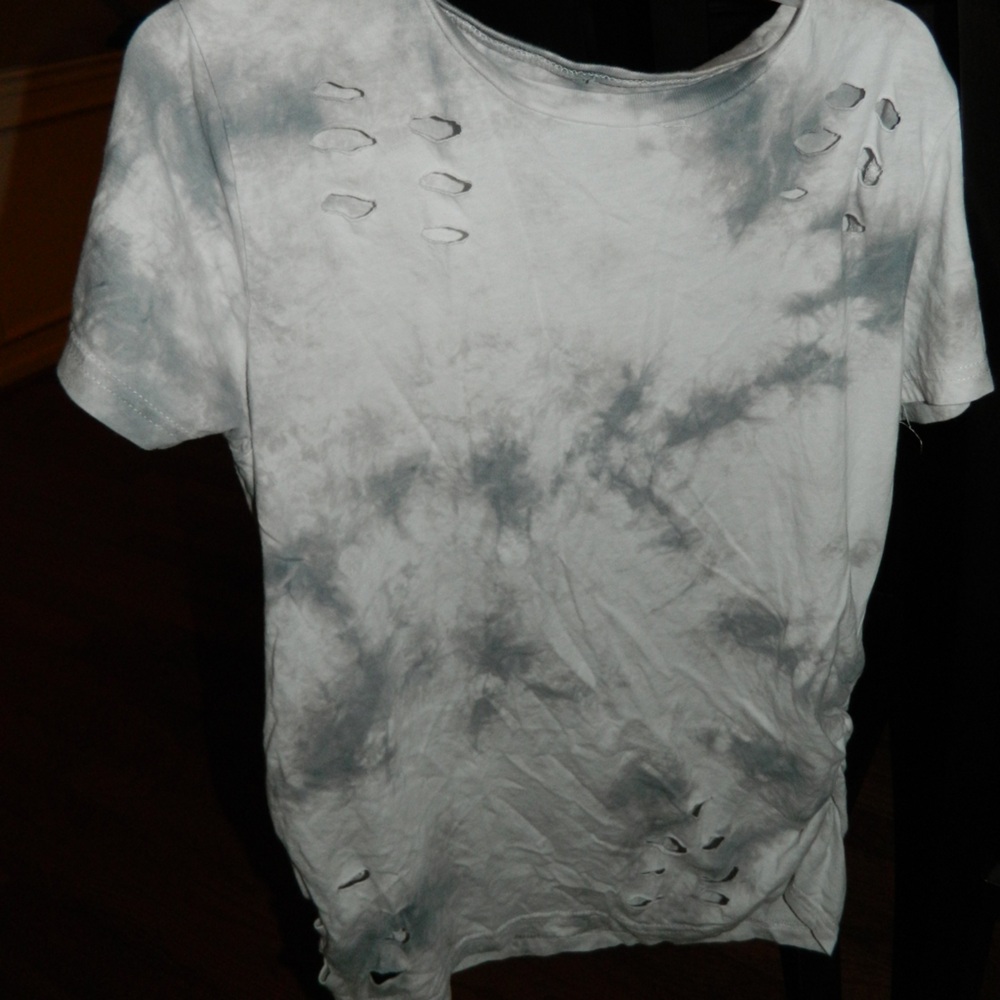 On Fire Gray Tie-Dye Cutout Top